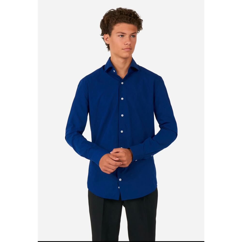 Luxury Design Italy Boys Navy Dress Shirt Youth 12 13 Button Down Formal